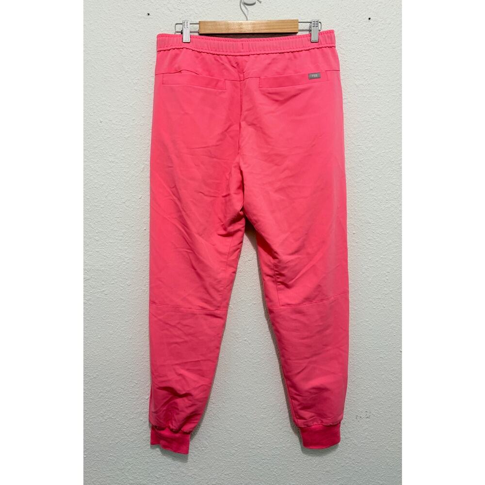 Figs Women's Hot Pink Track Joggers with green Drawstring - Picture 2 of 6